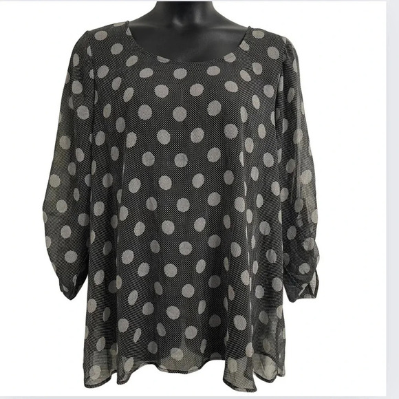 Torrid Black & White Sheer Spotted Blouse Size 3X - Picture 1 of 5